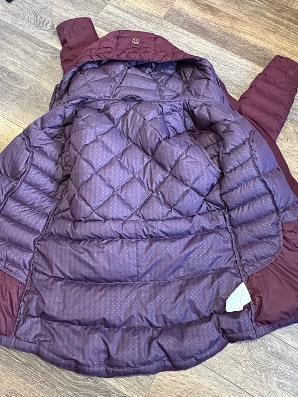LululemonFluffin Sweat Life Goose Down Plum Purple Hooded Jacket Coat Size 8 - Picture 9 of 16